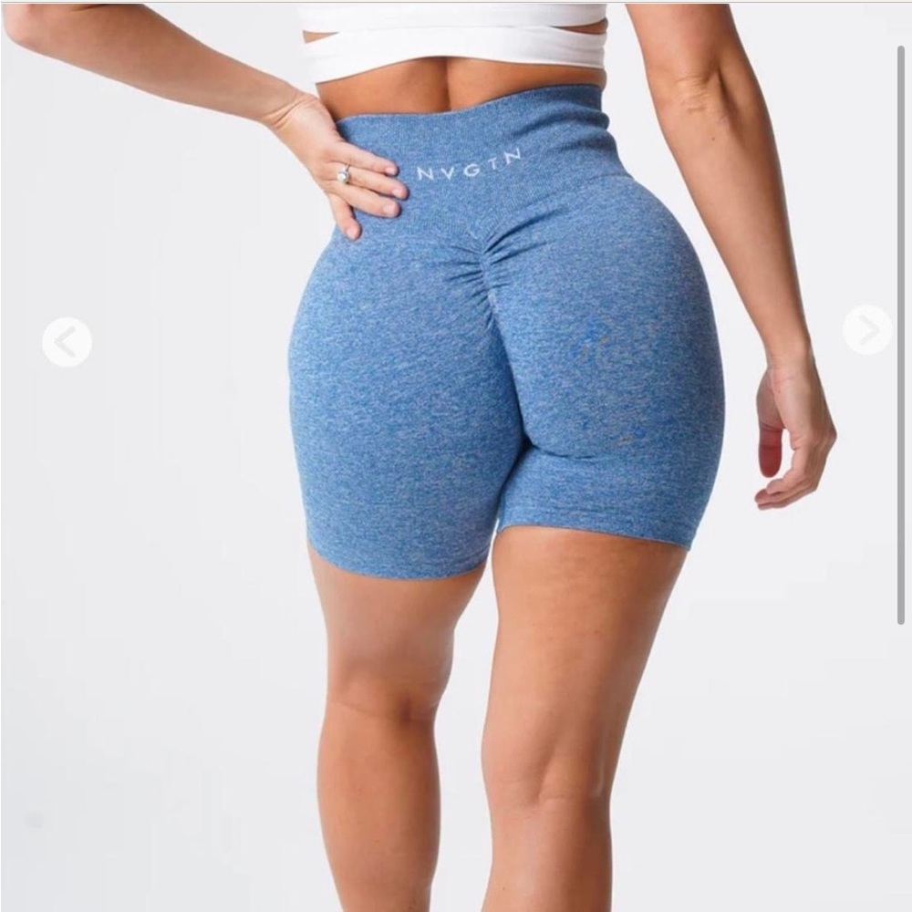 NVGTN sky blue scrunch shorts